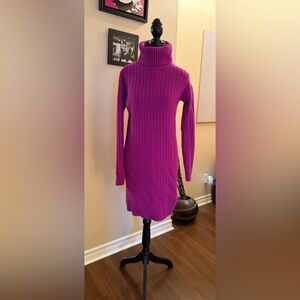 Banana Republic Ribbed Knit Sweater Dress - Bright Purple